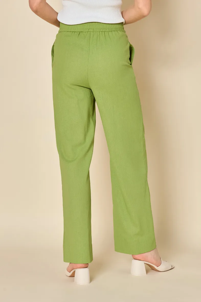 Gerade Hose mit hoher Taille und Leinen