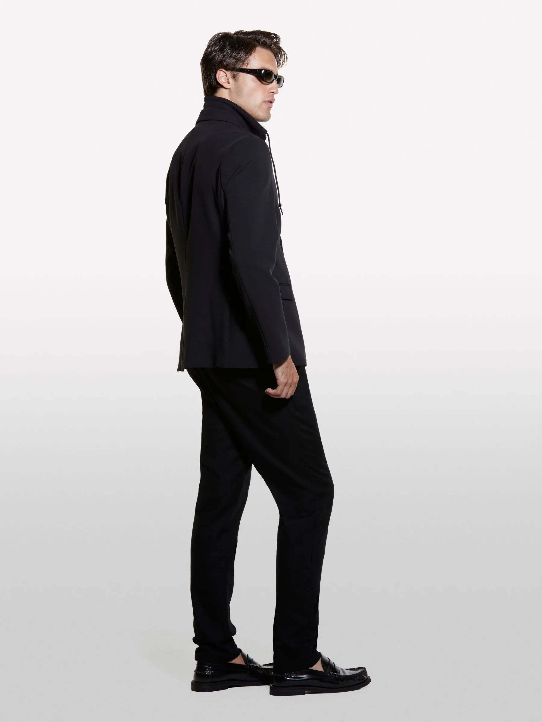 Schwarzer Blazer mit Brusteinsatz, Schwarz 